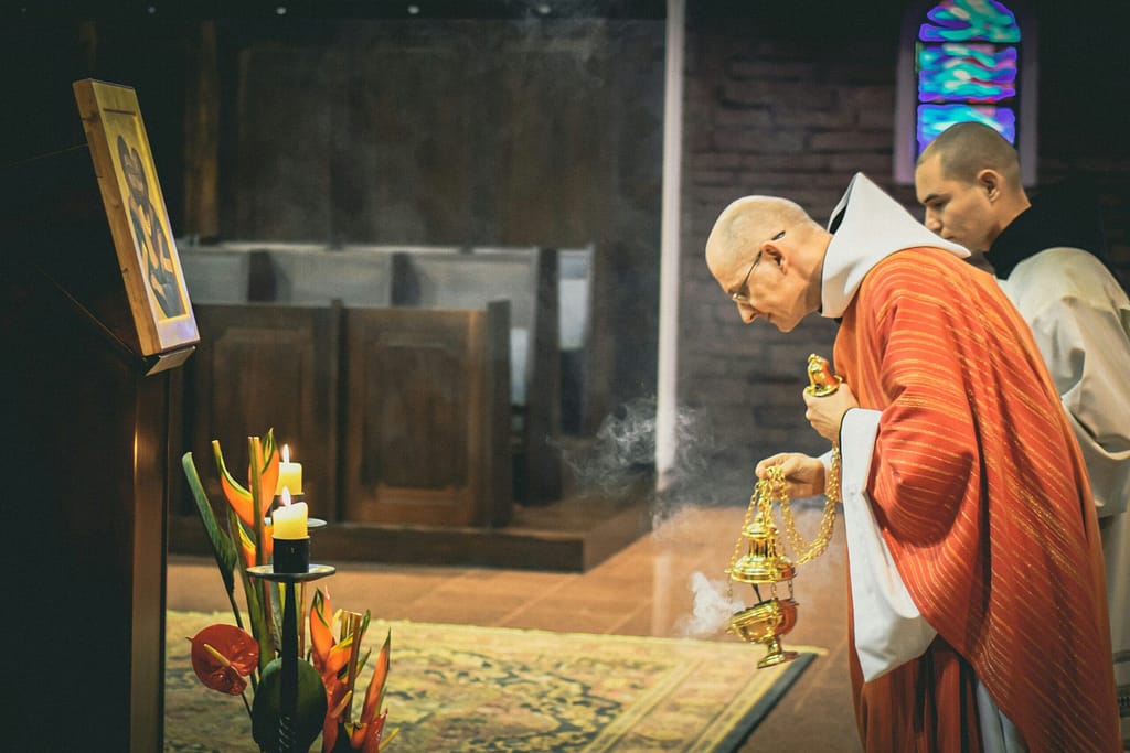 Catholic Priest Celebrating Mass